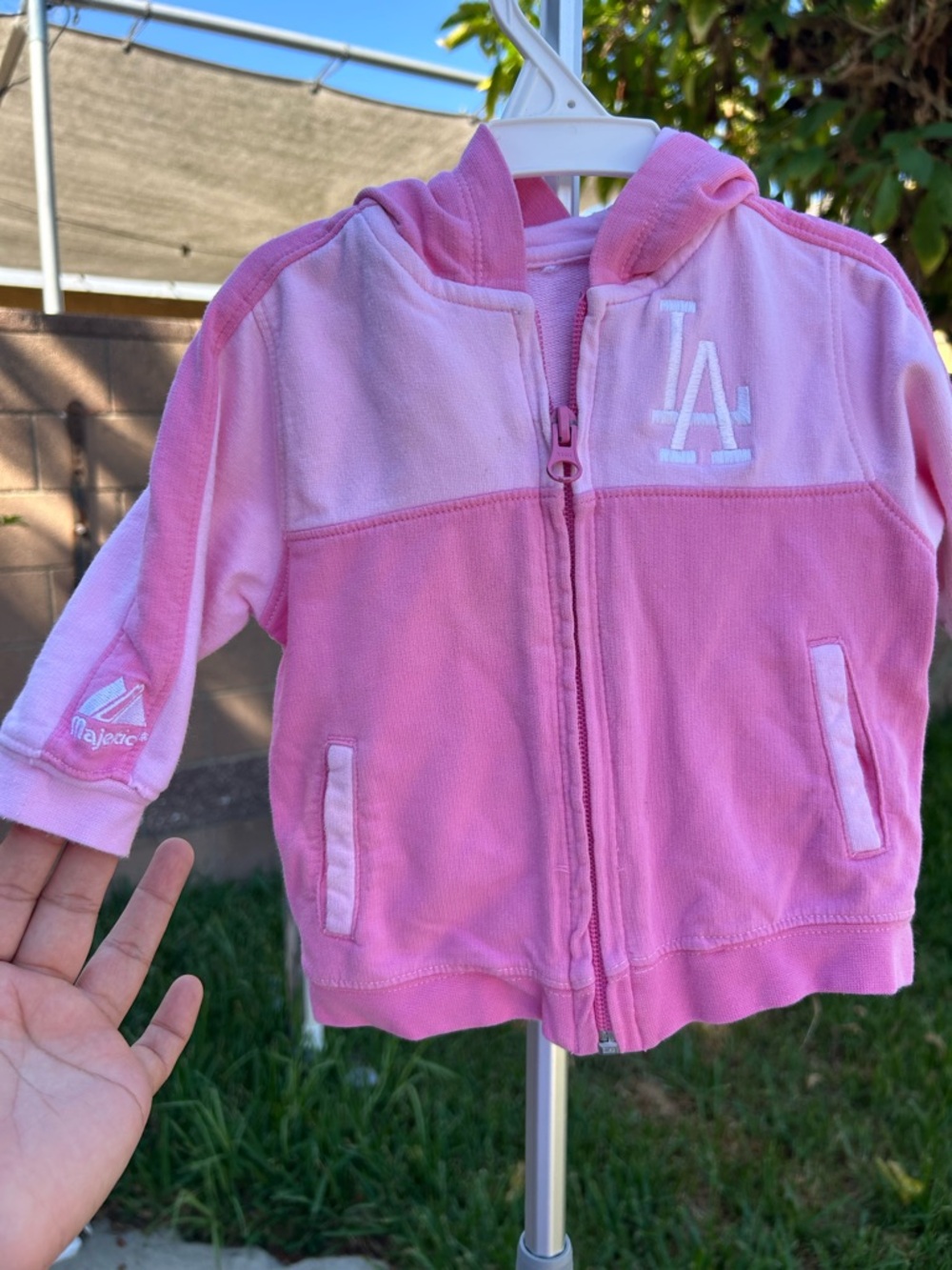 Majestic Pink Two-Tone LA Dodgers Zip Hoodie for Kids